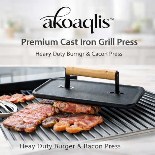 akoaqlis™ Premium Cast Iron Grill Press