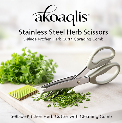 akoaqlis™ Stainless Steel Herb Scissors
