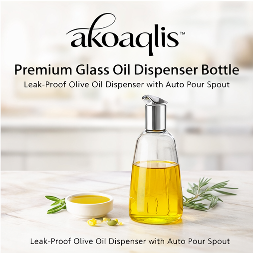 akoaqlis™ Premium Glass Oil Dispenser Bottle