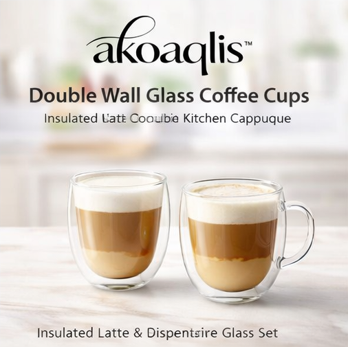 akoaqlis™ Double Wall Glass Coffee Cups